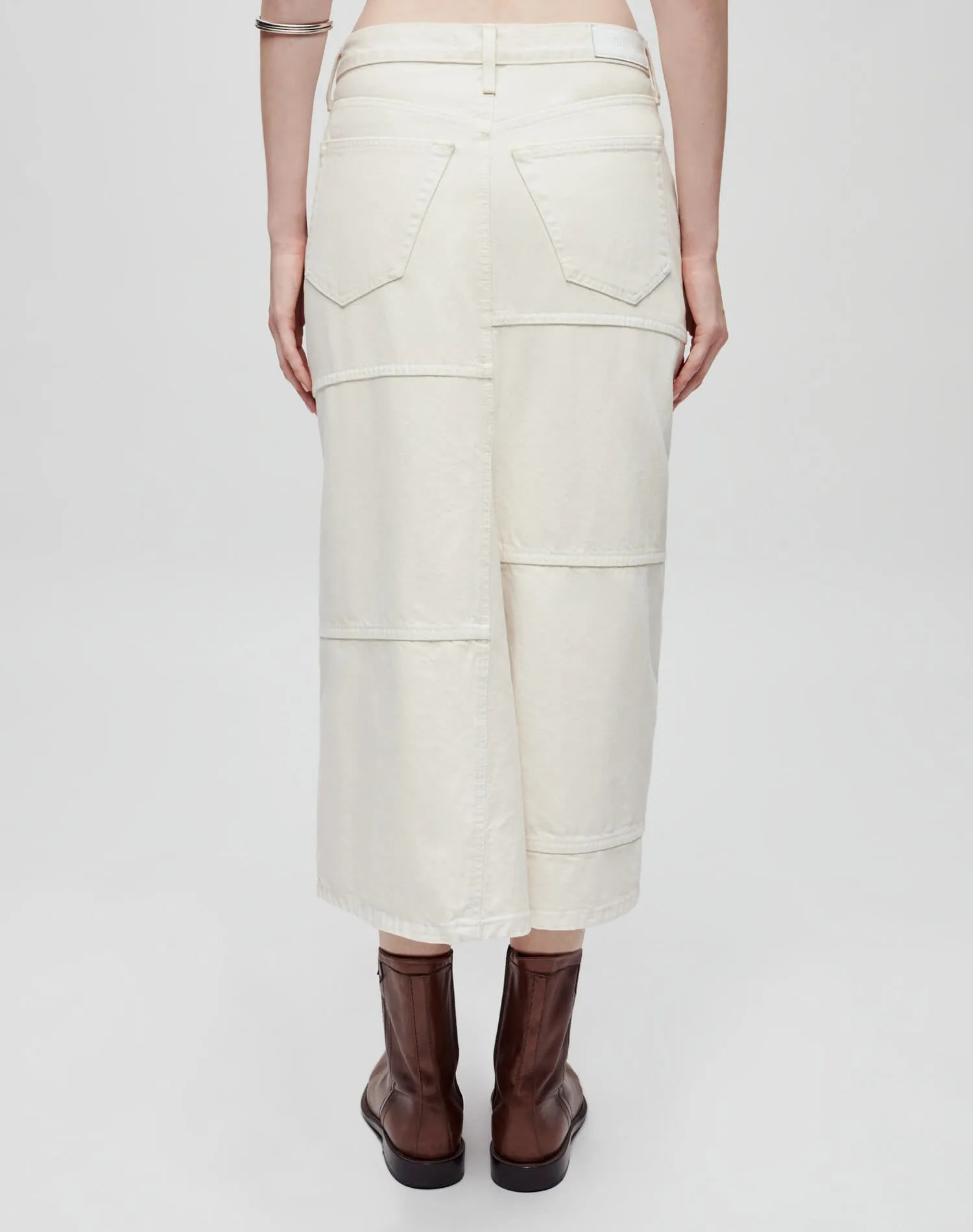 Mid Rise Seamed Skirt - Vintage White