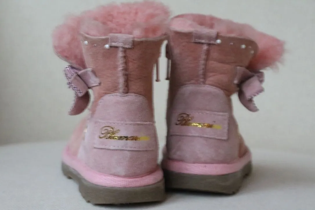 MISS BLUMARINE BABY GIRLS PINK SUEDE DIAMANTE BOOTS EU 26 UK 8.5