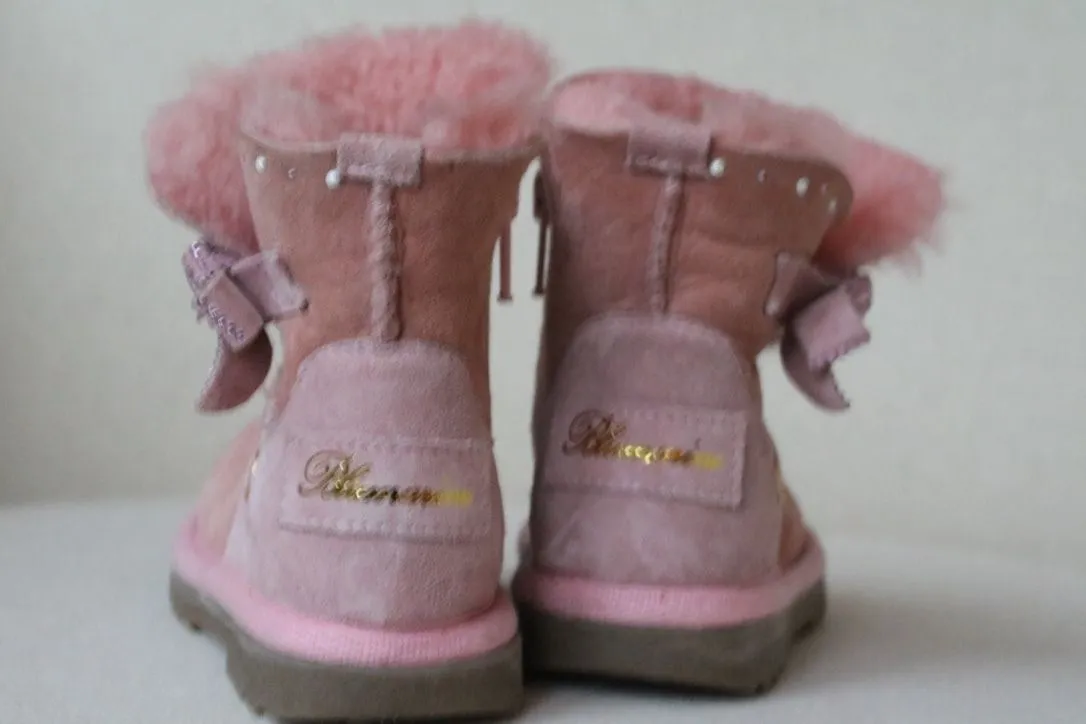 MISS BLUMARINE BABY GIRLS PINK SUEDE DIAMANTE BOOTS EU 26 UK 8.5