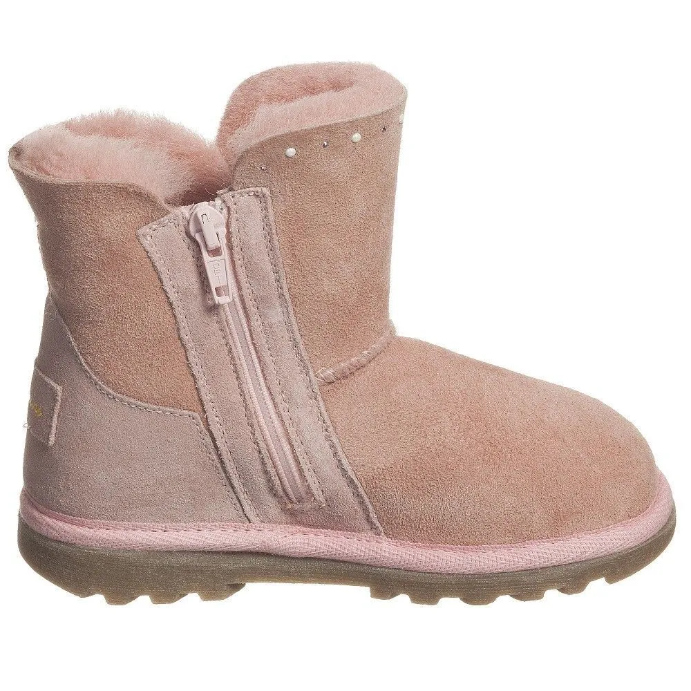 MISS BLUMARINE BABY GIRLS PINK SUEDE DIAMANTE BOOTS EU 26 UK 8.5