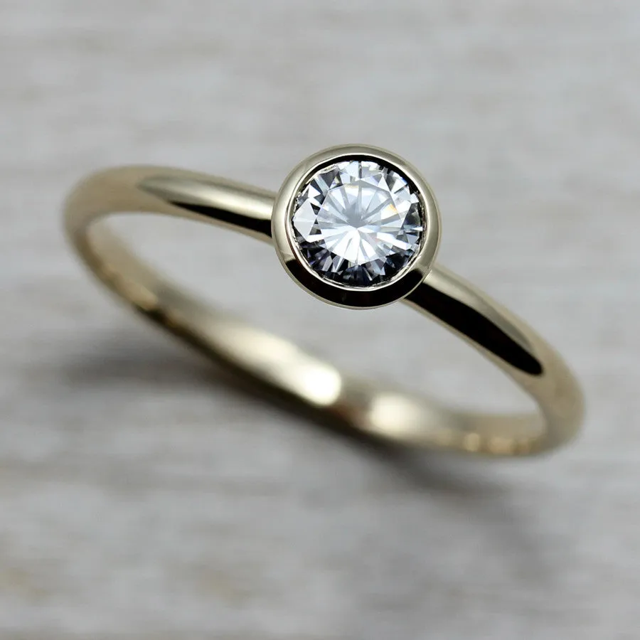 Moissanite & Yellow Gold Solitaire