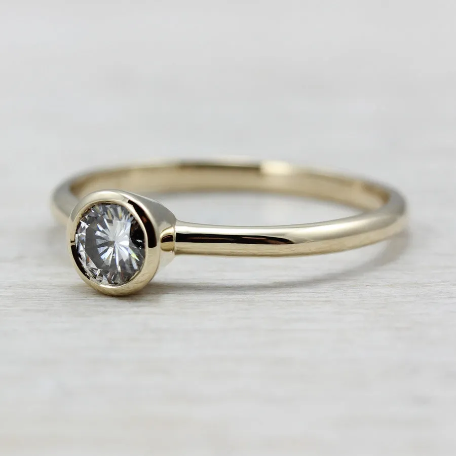 Moissanite & Yellow Gold Solitaire