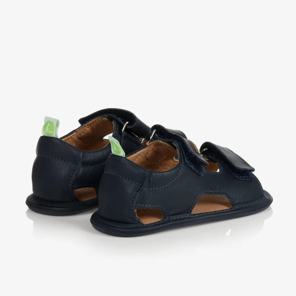 Navy Blue Leather Baby Sandals