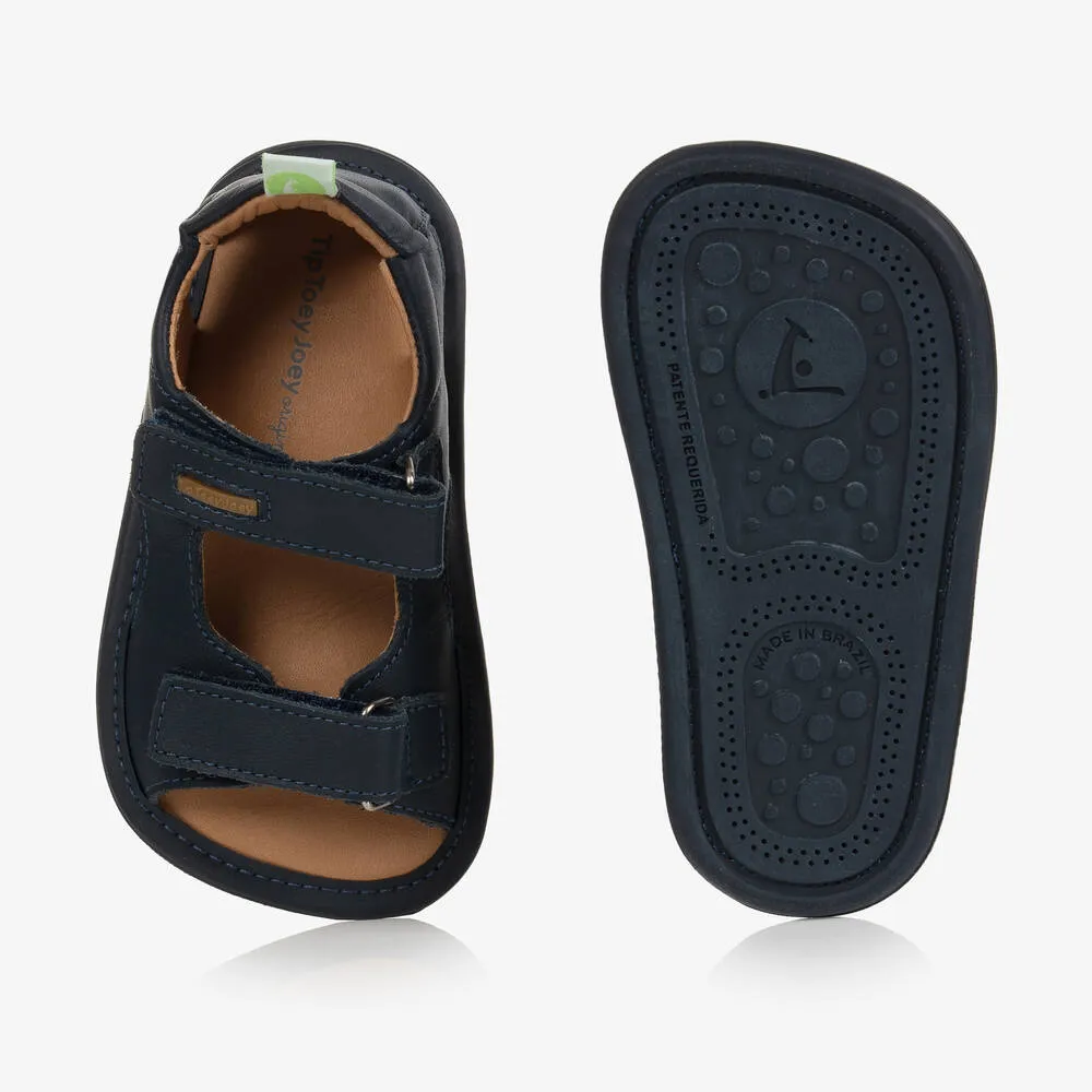 Navy Blue Leather Baby Sandals