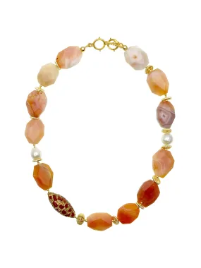 Orange Nugget Agate Chunky Necklace AN004