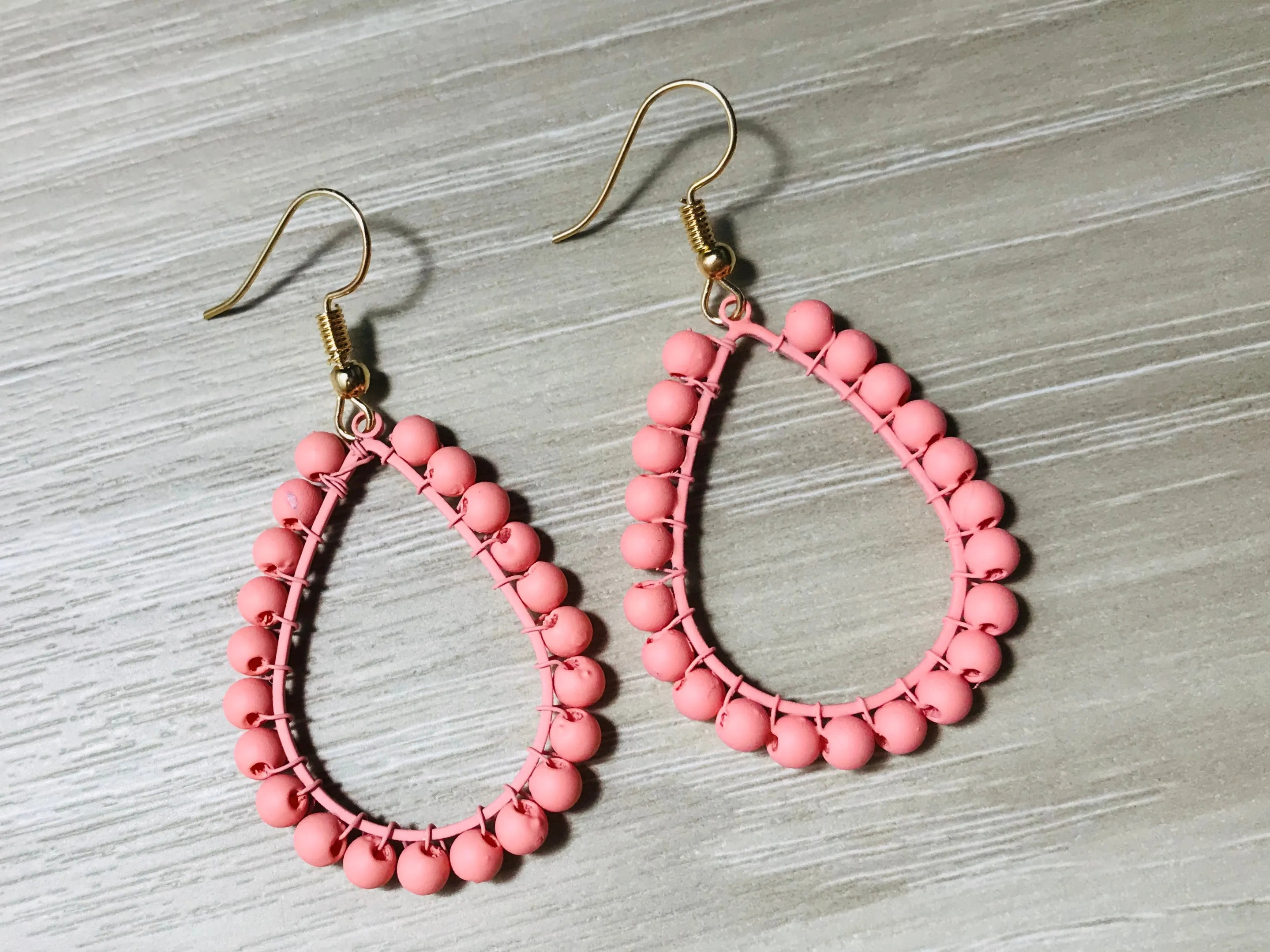 Orange Tear Drop Woven Earrings