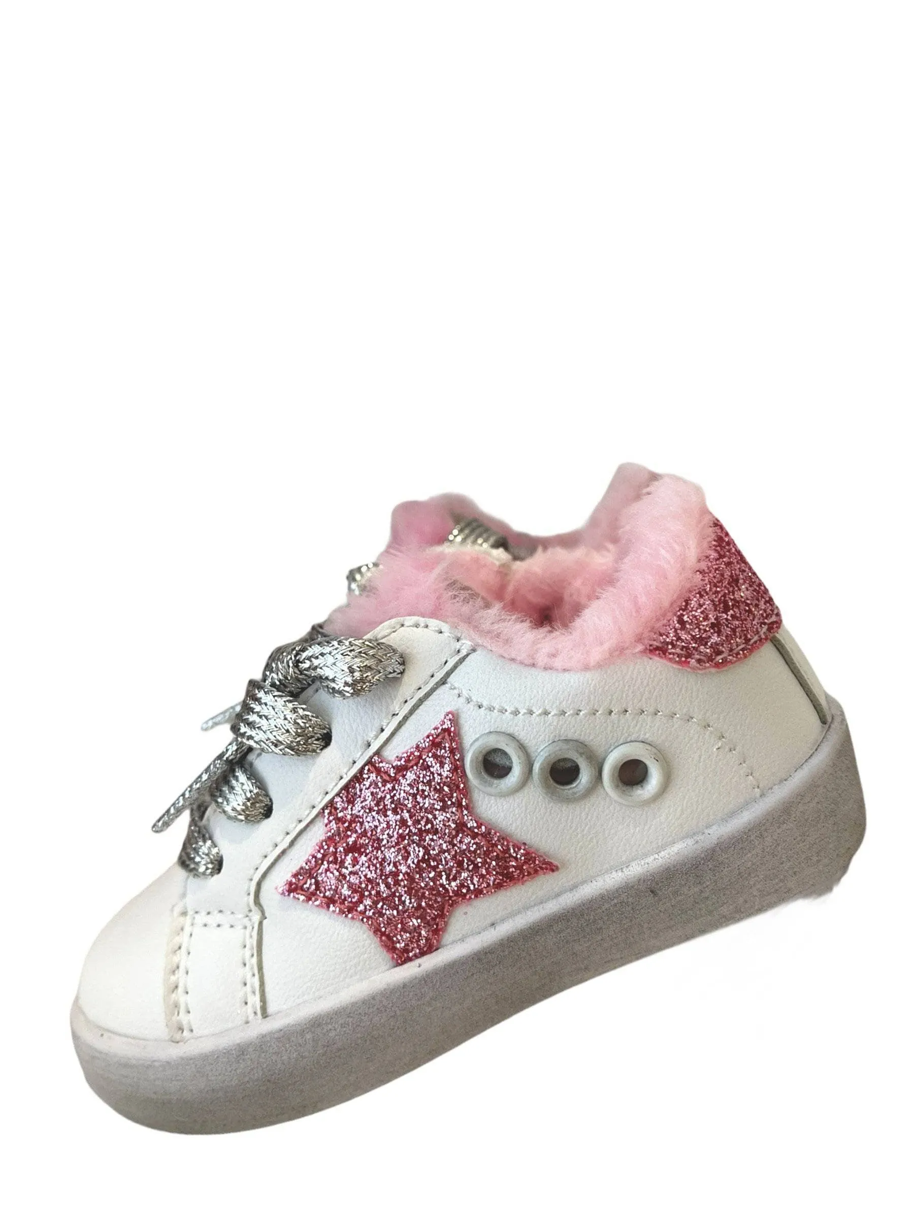 Paris Pink Fur Star Girl Sneaker