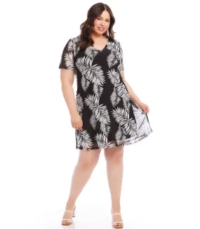 Plus Size Short Sleeve A-Line Dress