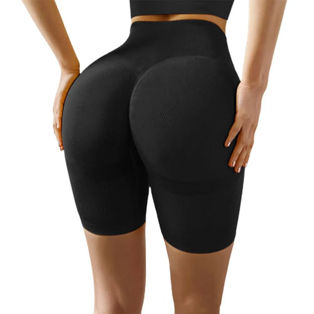 Quick Drying Solid Color High Waist Hip Lift Yoga Shorts