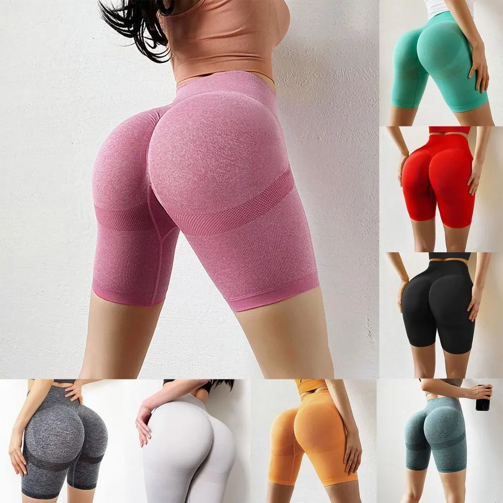 Quick Drying Solid Color High Waist Hip Lift Yoga Shorts