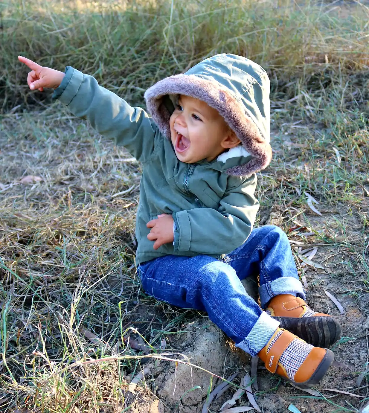 SANDY tan and plaid baby and toddler boots