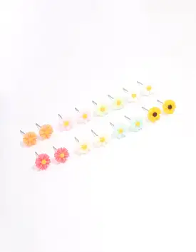 Silver Sunflower Earring 8-Pack