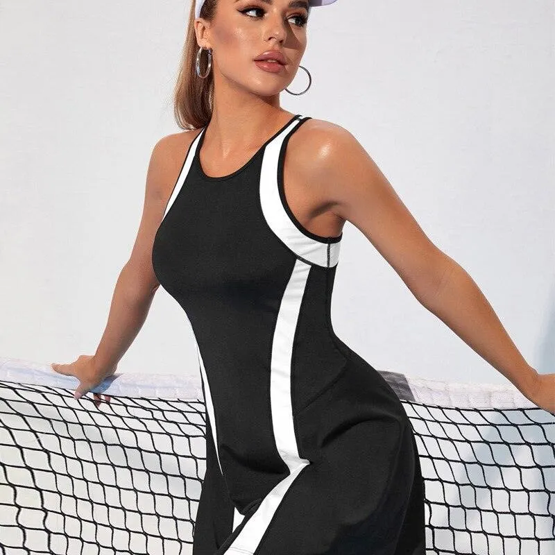 Sports Tennis Dress With Bare Back One-piece Yoga Breathable Quick-drying Fitness