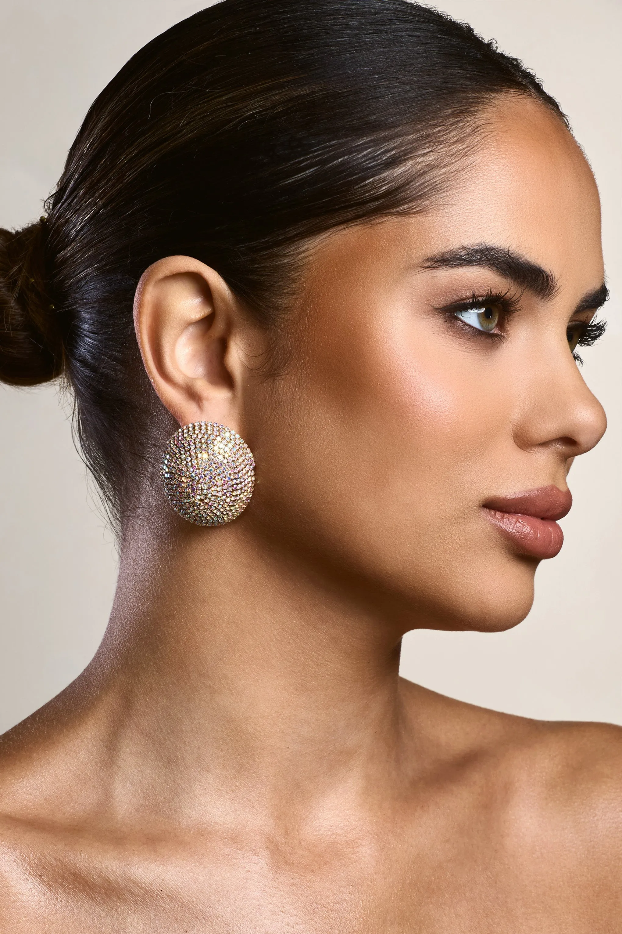 Tennessee | Gold Diamante Chunky Oval Earrings