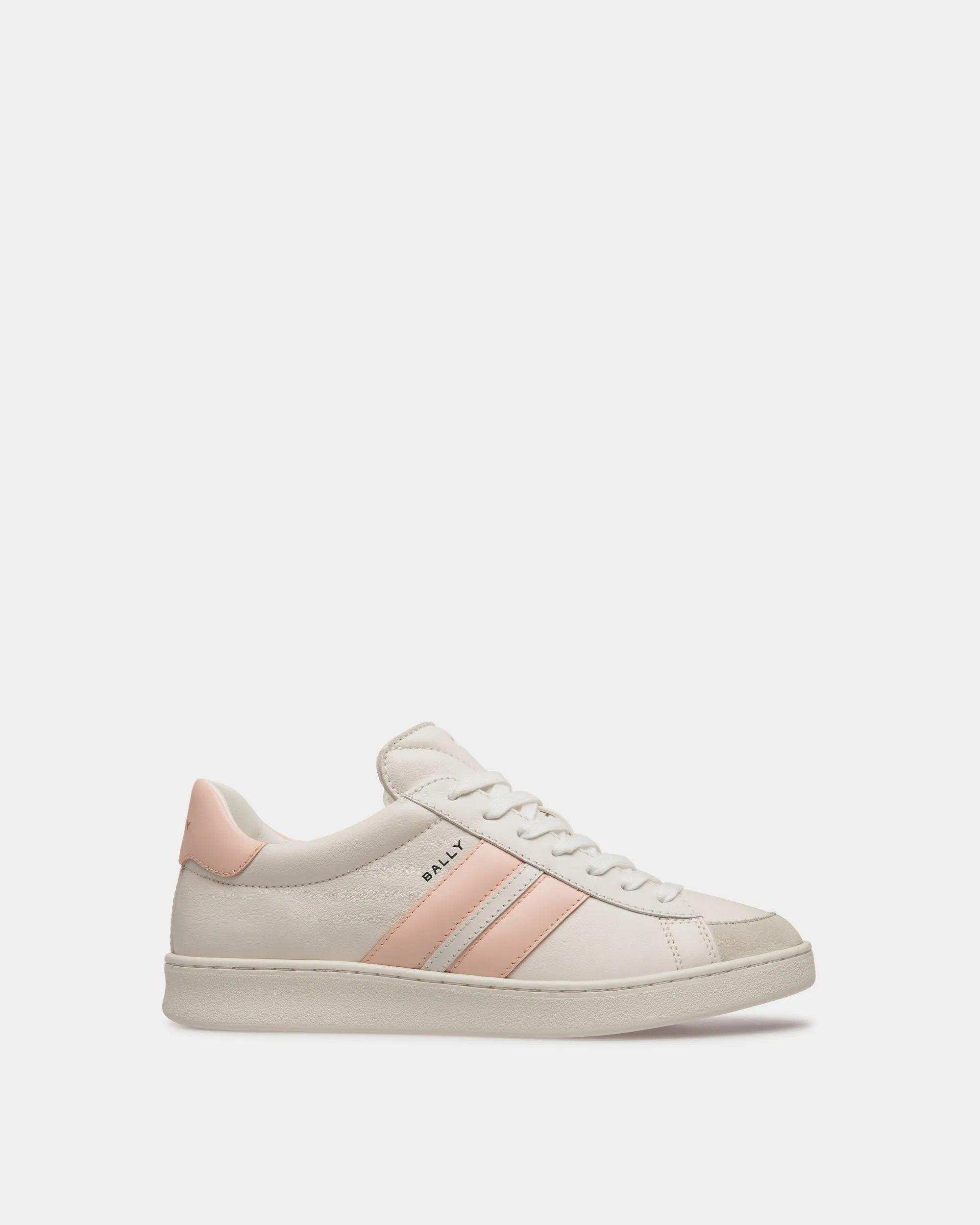 Tennis Sneaker in White and Baby Pink Leather 