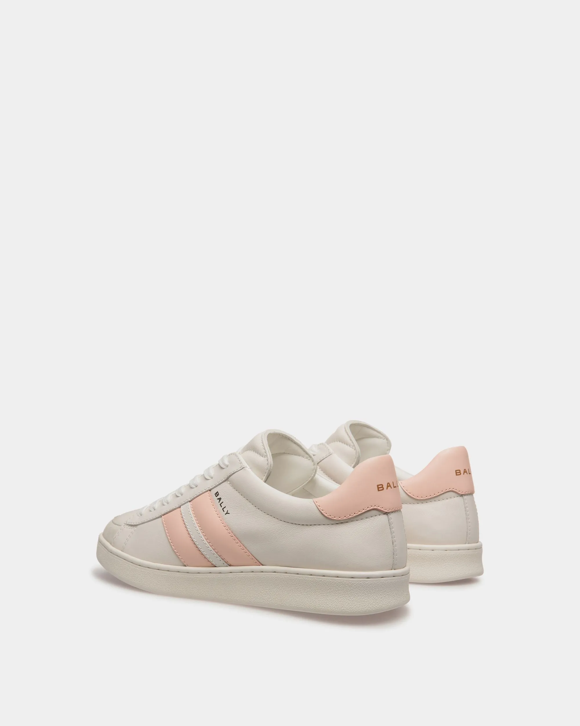 Tennis Sneaker in White and Baby Pink Leather 