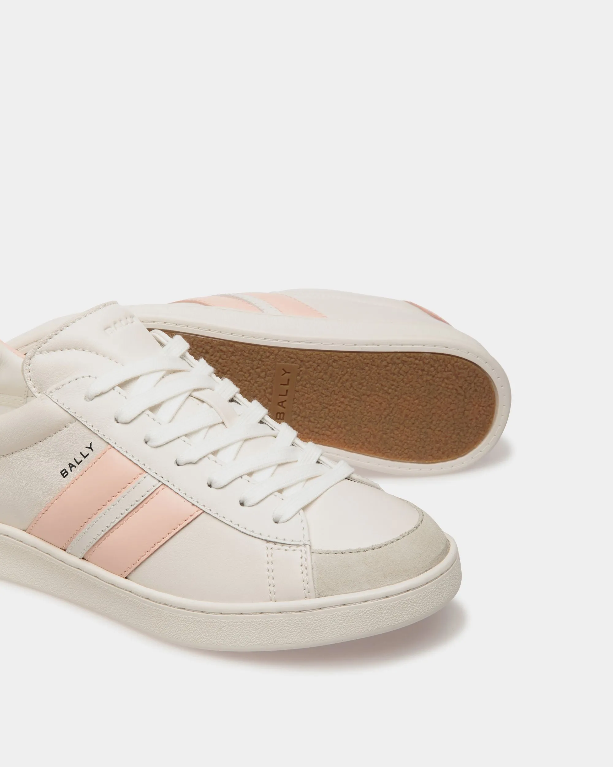 Tennis Sneaker in White and Baby Pink Leather 