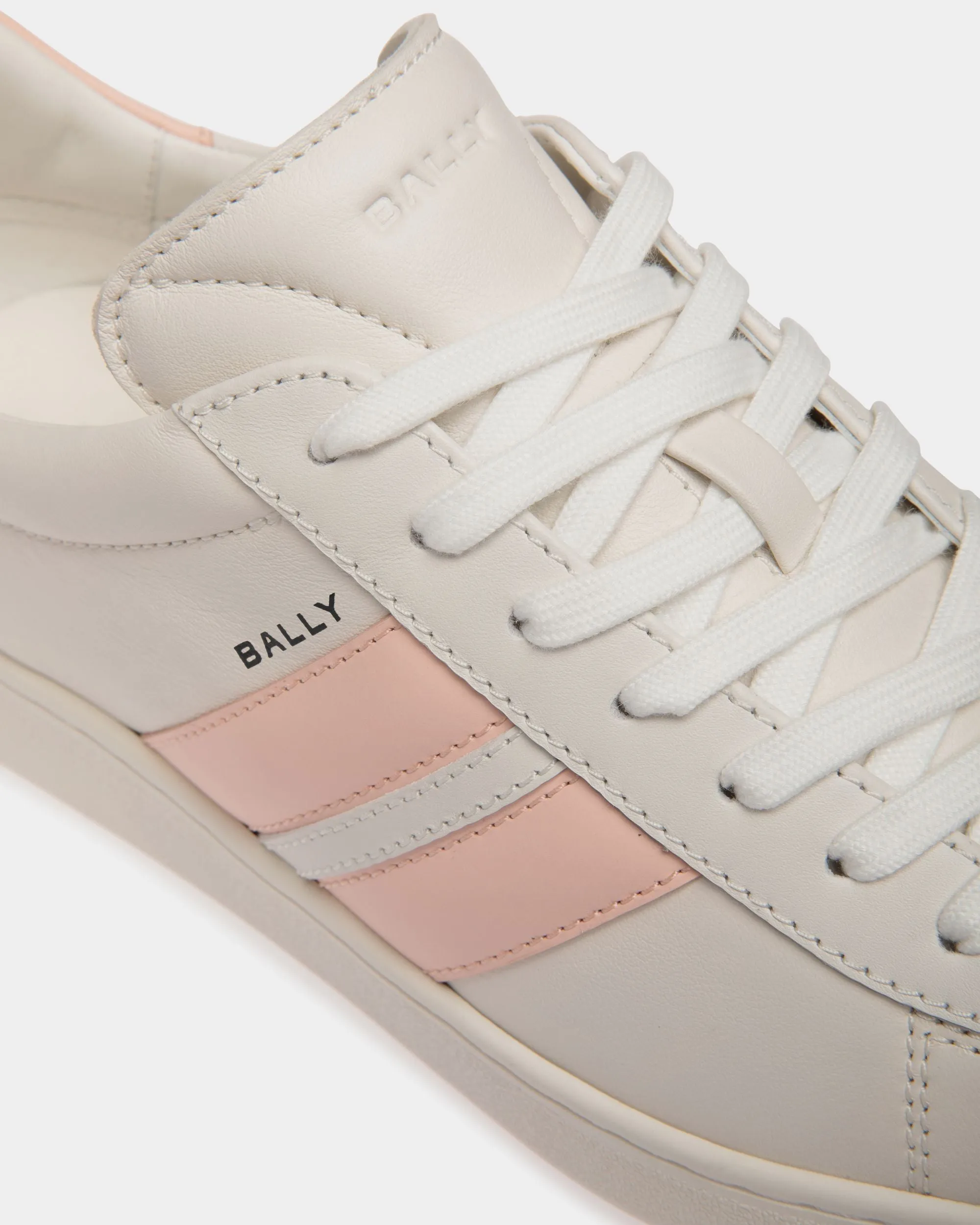 Tennis Sneaker in White and Baby Pink Leather 