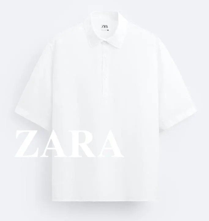 ZARA  |Linen Plain Short Sleeves Polos